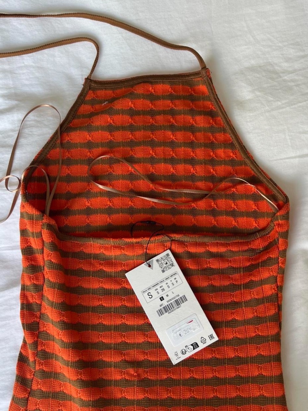 Zara orange and brown halter neck maxi dress - Picture 4 of 5